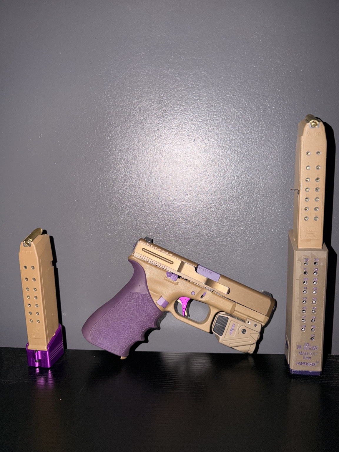 G19X build with purple accessories and extended magazines
